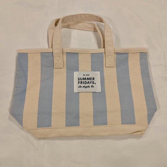 NWT Summer Fridays Mini Travel Tote Bag (Limited Edition, Cotton, Blue!) - Picture 1 of 11